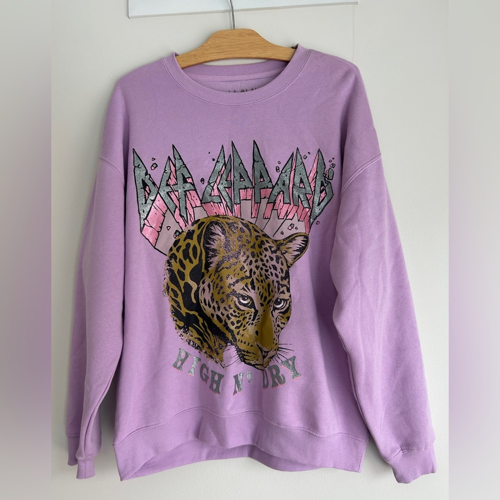 Purple Graphic Def Leopard sweatshirt crewneck